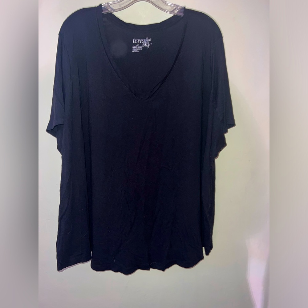 Plain black V-neck top
